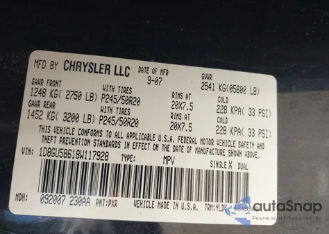 2008 Dodge Nitro Slt/Rt из США, поврежденный, VIN 1D8GU58618W117928